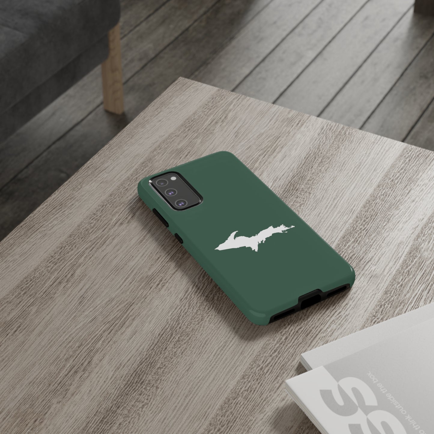 Michigan Upper Peninsula Tough Phone Case (Ginger Ale Green w/ UP Outline) | Samsung & Pixel Android