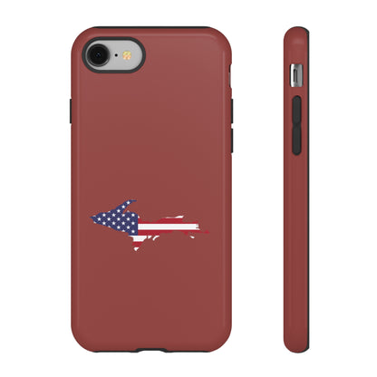 Michigan Upper Peninsula Tough Phone Case (Ore Dock Red w/ UP USA Flag Outline) | Apple iPhone