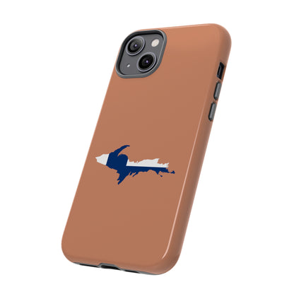 Michigan Upper Peninsula Tough Phone Case (Copper Color w/ UP Finland Flag Outline) | Apple iPhone