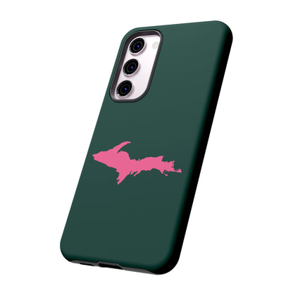 Michigan Upper Peninsula Tough Phone Case (Green w/ Pink UP Outline) | Samsung & Pixel Android