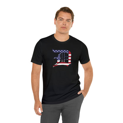 Detroit 'Old English D' T-Shirt (Patriotic Edition) | Unisex Standard