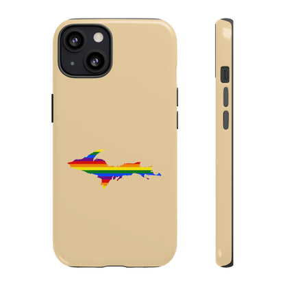 Michigan Upper Peninsula Tough Phone Case (Maple Color w/ UP Pride Flag Outline) | Apple iPhone