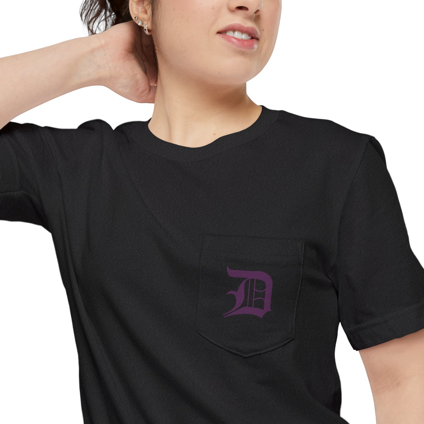 Detroit 'Old English D' Pocket T-Shirt (Plum) | Unisex Standard