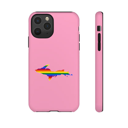 Michigan Upper Peninsula Tough Phone Case ('67 Pink Caddie w/ UP Pride Flag Outline) | Apple iPhone