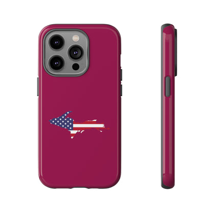 Michigan Upper Peninsula Tough Phone Case (Ruby Red w/ UP USA Flag Outline) | Apple iPhone