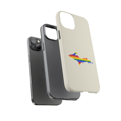 Michigan Upper Peninsula Tough Phone Case (Ivory Color w/ UP Pride Flag Outline) | Apple iPhone