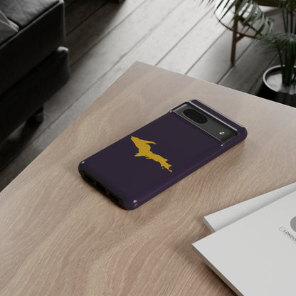 Michigan Upper Peninsula Tough Phone Case (Blackcurrant w/ Gold UP Outline) | Samsung & Pixel Android