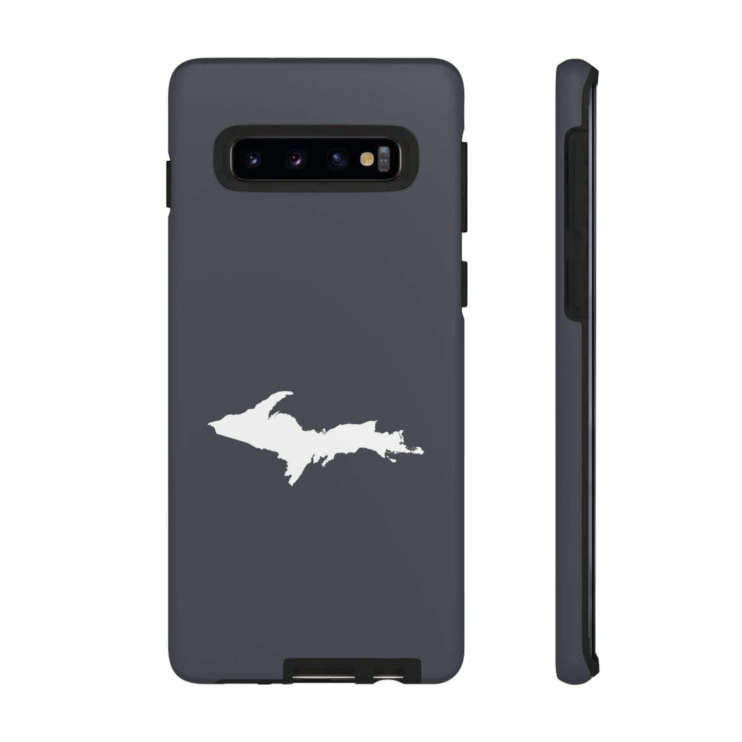 Michigan Upper Peninsula Tough Phone Case (Iron Ore Grey w/ UP Outline) | Samsung & Pixel Android