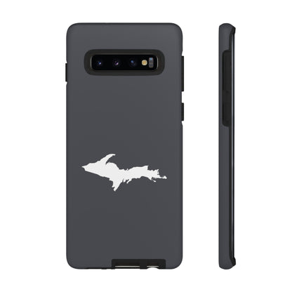 Michigan Upper Peninsula Tough Phone Case (Iron Ore Grey w/ UP Outline) | Samsung & Pixel Android