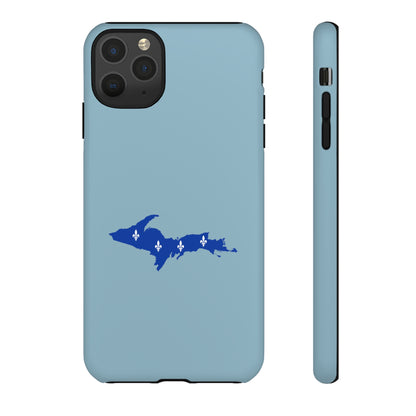 Michigan Upper Peninsula Tough Phone Case (Opal Blue w/ UP Quebec Flag Outline) | Apple iPhone