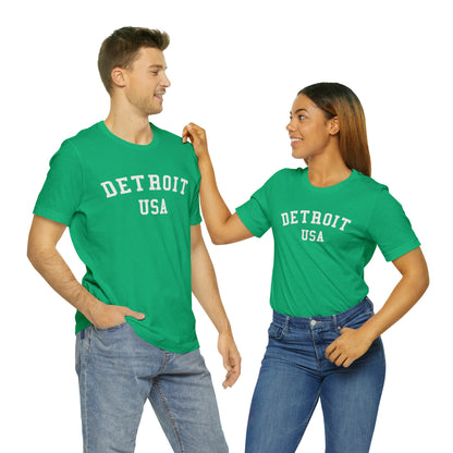 'Detroit USA' T-Shirt (Collegiate Font) | Unisex Standard