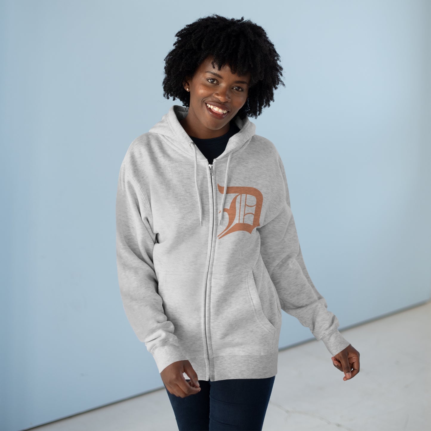 Detroit 'Old English D' Hoodie (Copper Color) | Unisex Full Zip