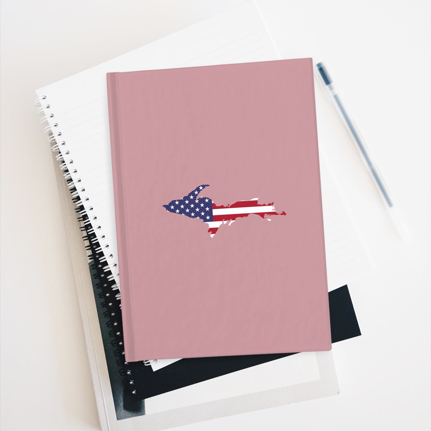 Michigan Upper Peninsula Blank Sketchbook (w/ UP USA Flag) | Cherry Blossom Pink