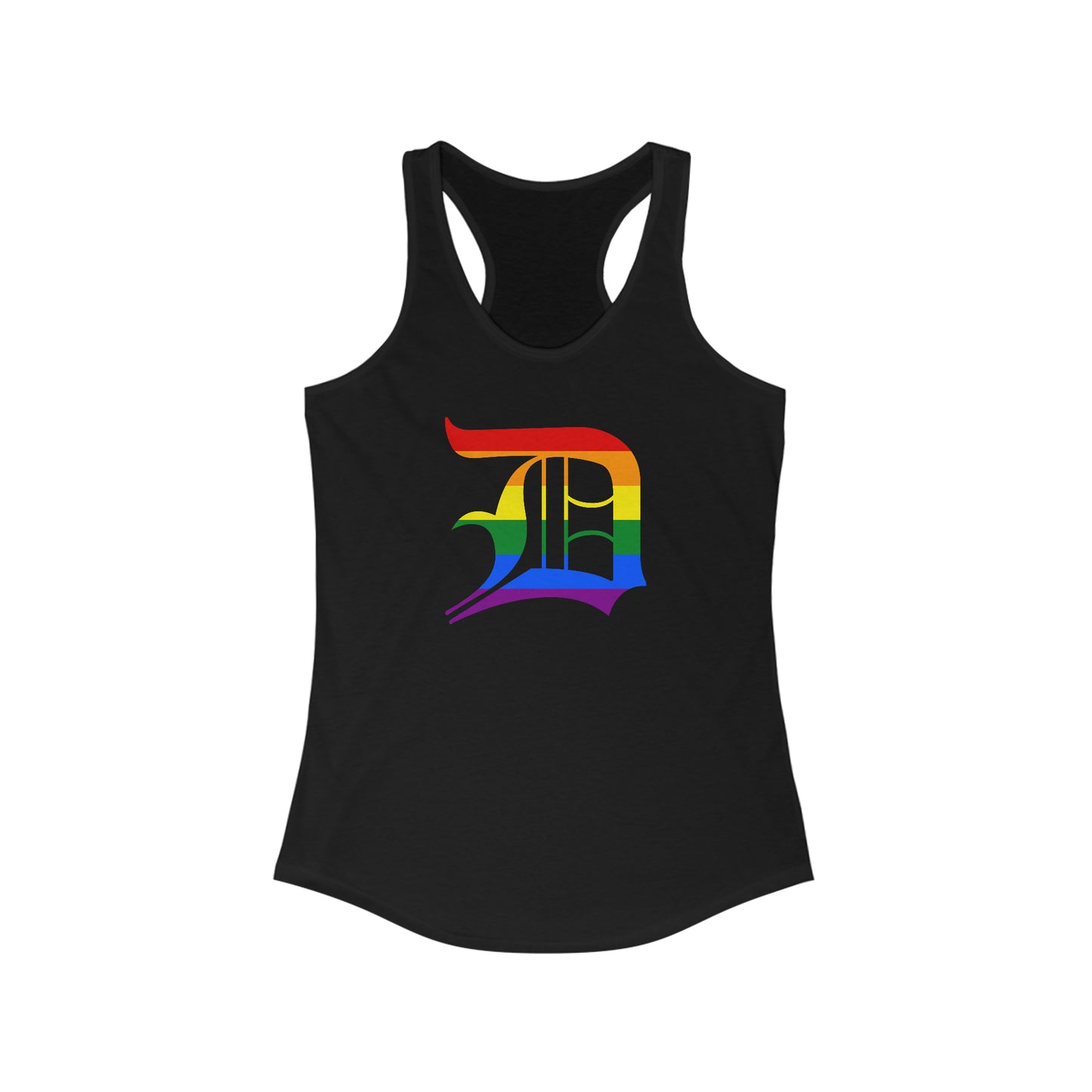 Detroit 'Old English D' Tank Top (Rainbow Pride Edition) | Women's Racerback