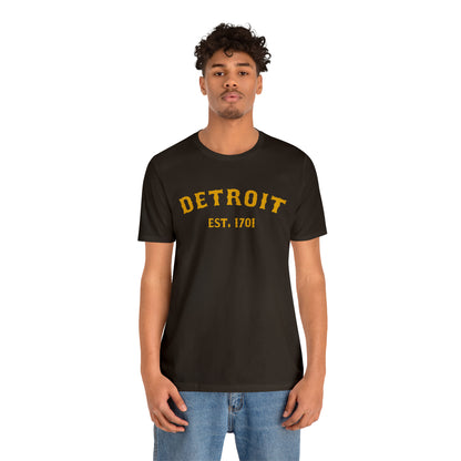 'Detroit EST. 1701' T-Shirt (Gold Ballpark Font) | Unisex Standard