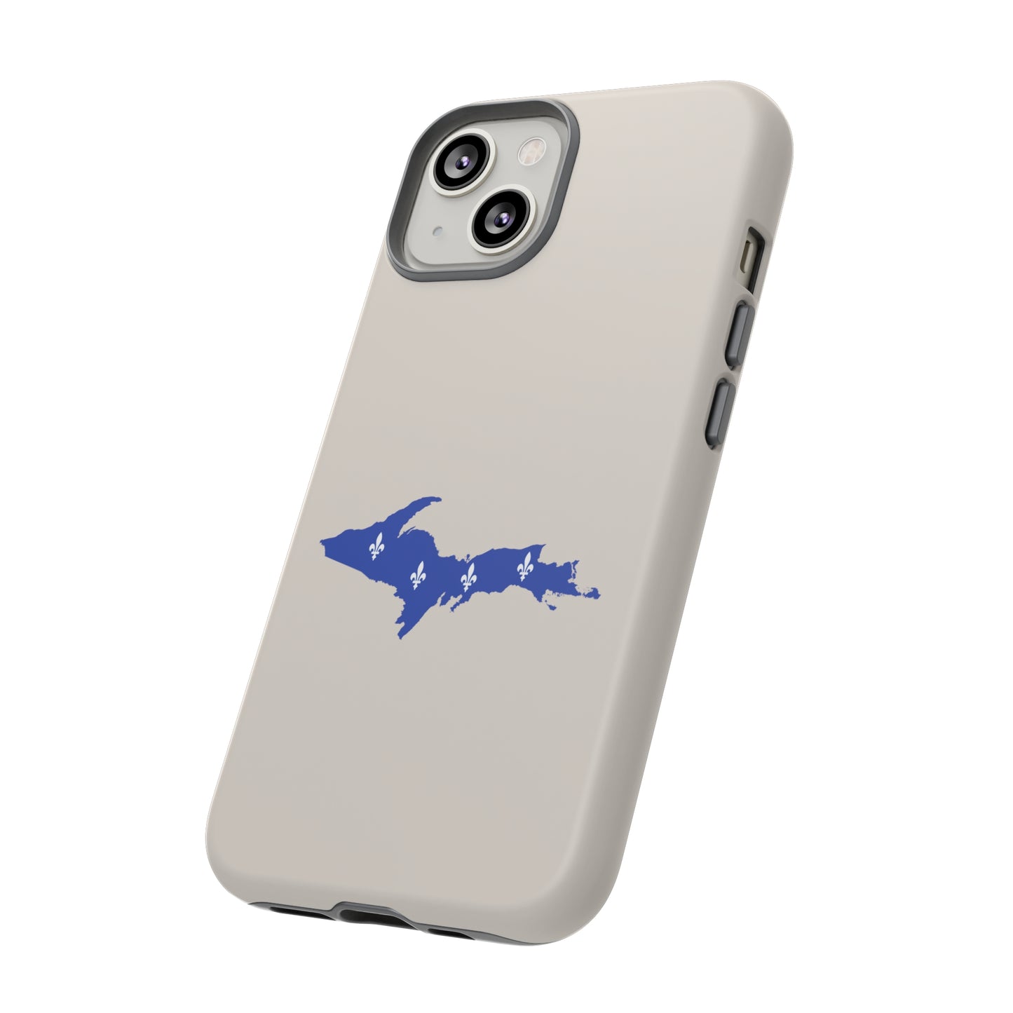 Michigan Upper Peninsula Tough Phone Case (Canvas Color w/ UP Quebec Flag Outline) | Apple iPhone