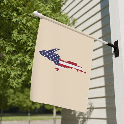 Michigan Upper Peninsula Home & Garden Flag (w/ UP USA Flag) | Champagne White