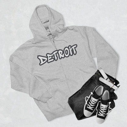 'Detroit' Hoodie (Iron Ore Grey Tag Font) | Unisex Full Zip