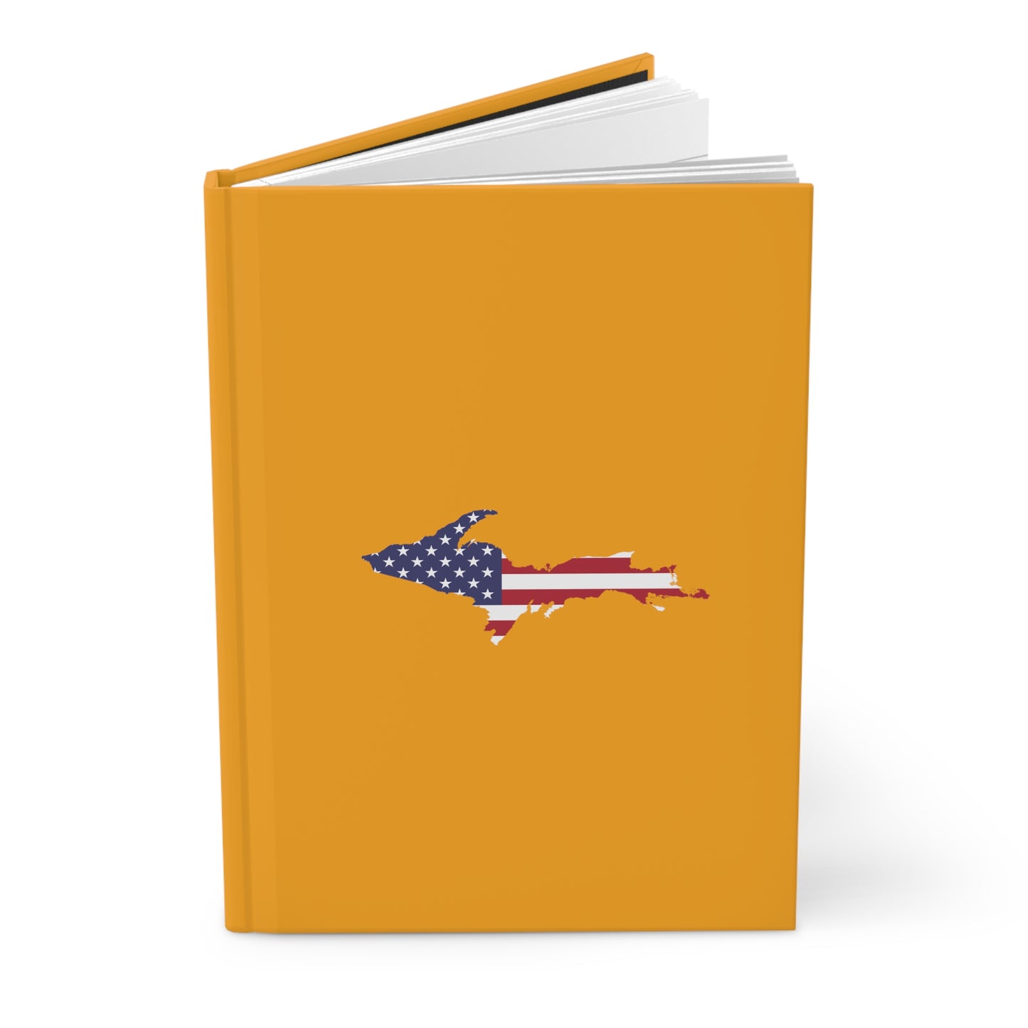 Michigan Upper Peninsula Hardcover Journal (w/ UP USA Flag) | Ruled - Birch Leaf Orange