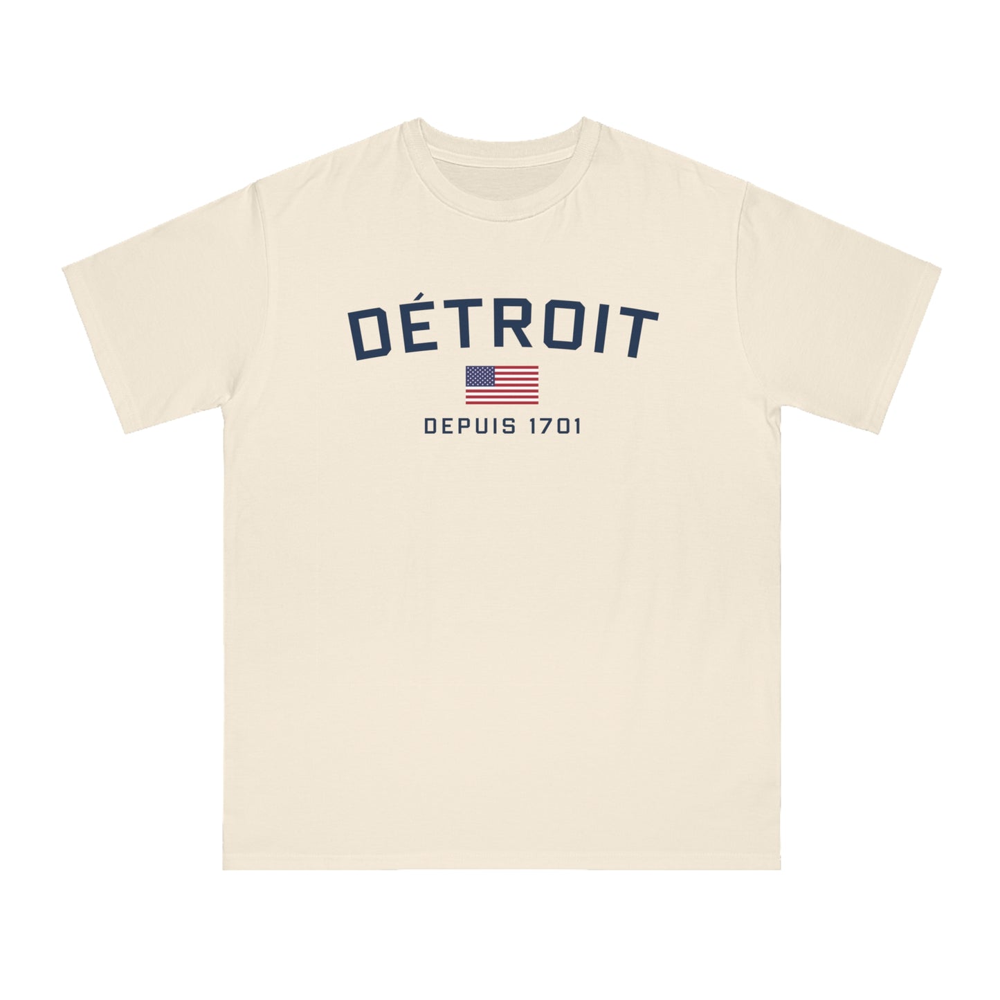 'Détroit Depuis 1701' T-Shirt (w/USA Flag) | Unisex Organic