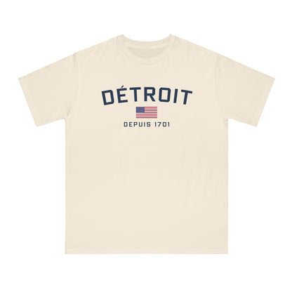 'Détroit Depuis 1701' T-Shirt (w/USA Flag) | Unisex Organic