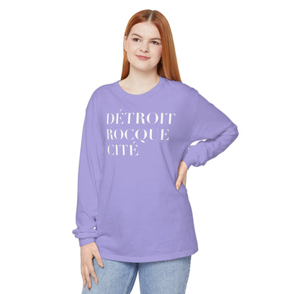 'Détroit Rocque Cité' Garment-Dyed T-Shirt | Unisex Long Sleeve