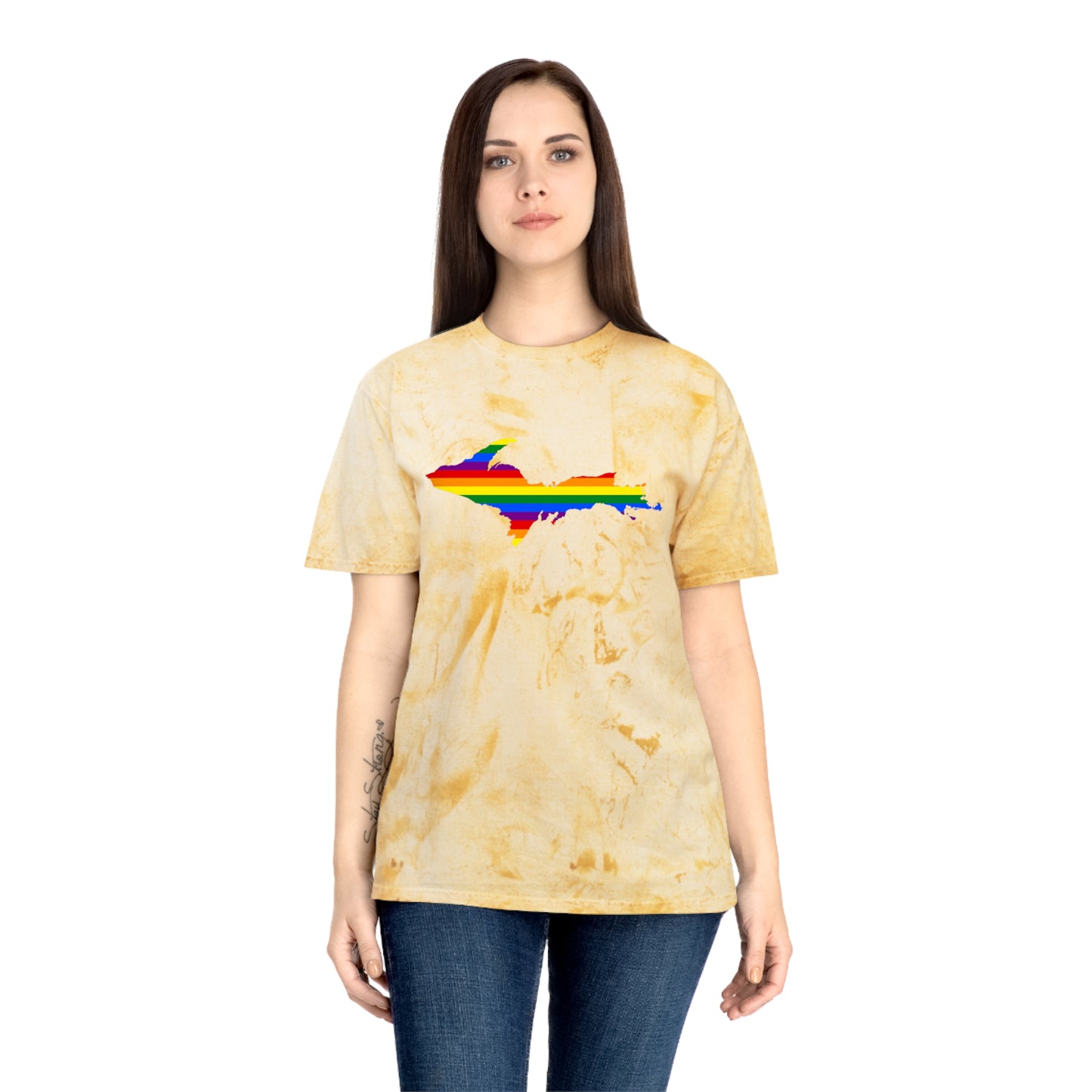 Michigan Upper Peninsula T-Shirt (w/ UP Pride Flag Outline) | Unisex Color Blast