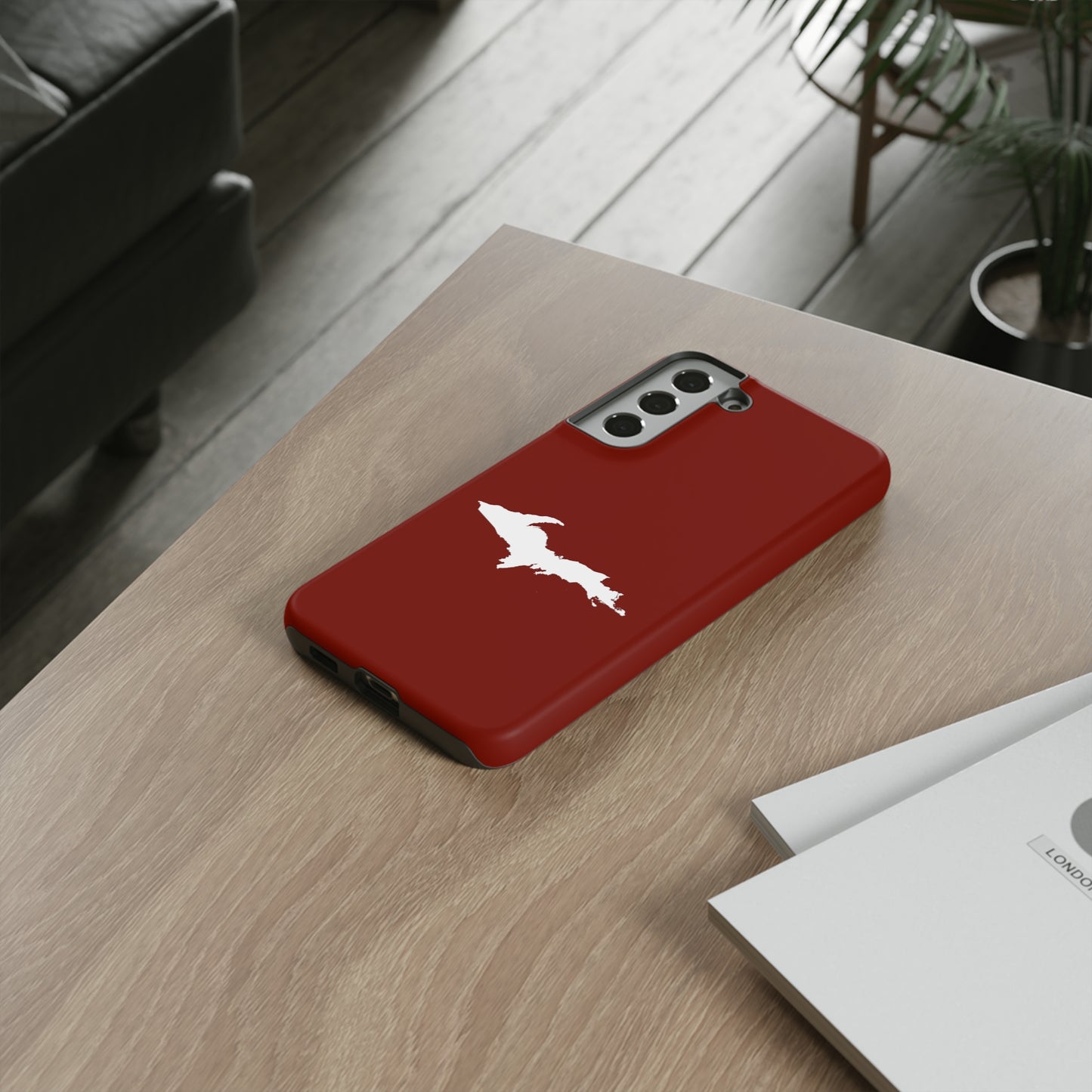 Michigan Upper Peninsula Tough Phone Case (Traverse Cherry Red w/ UP Outline) | Samsung & Pixel Android