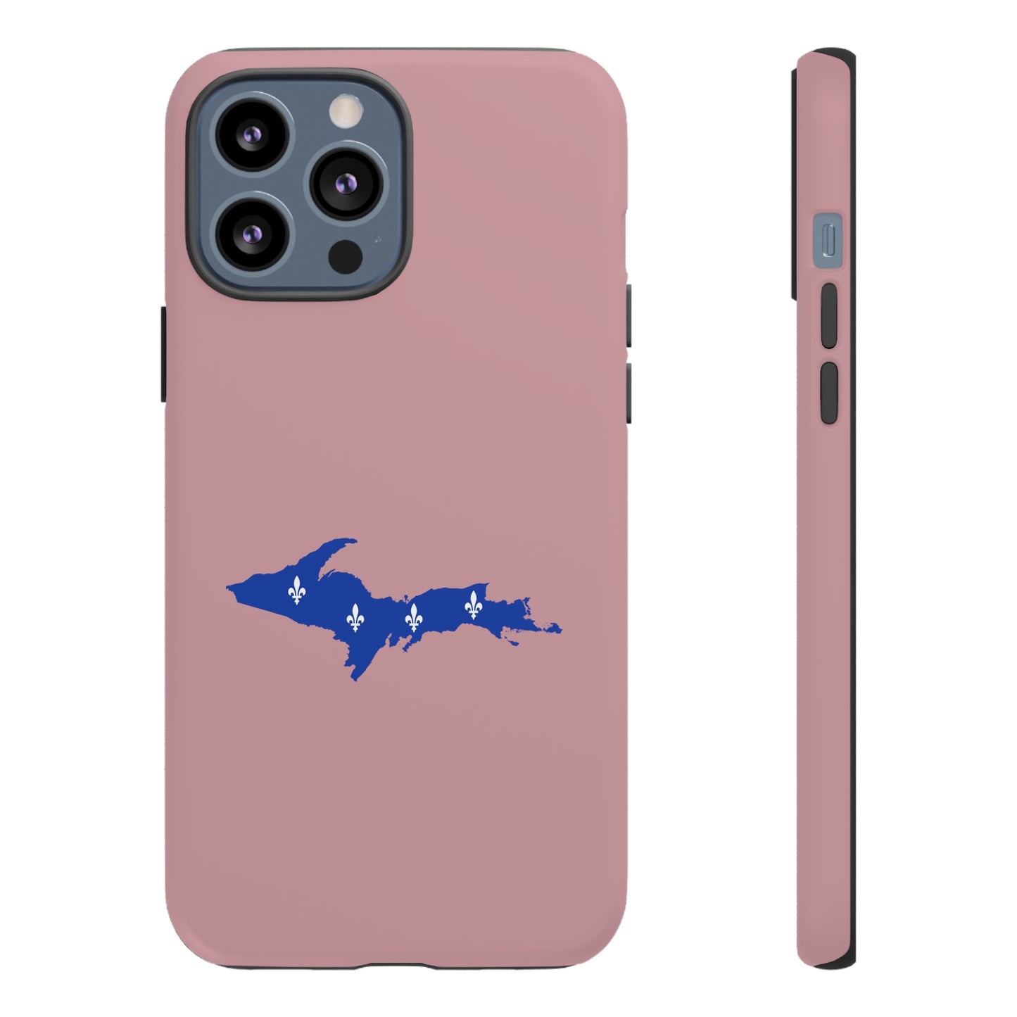 Michigan Upper Peninsula Tough Phone Case (Cherry Blossom Pink w/ UP Quebec Flag Outline) | Apple iPhone