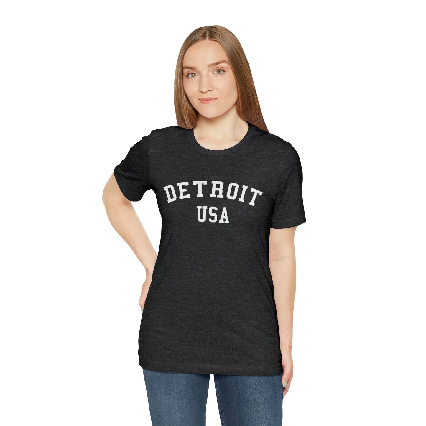 'Detroit USA' T-Shirt (Collegiate Font) | Unisex Standard