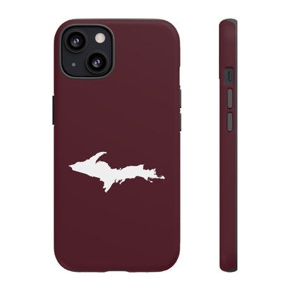 Michigan Upper Peninsula Tough Phone Case (Old Mission Burgundy w/ UP Outline) | Apple iPhone