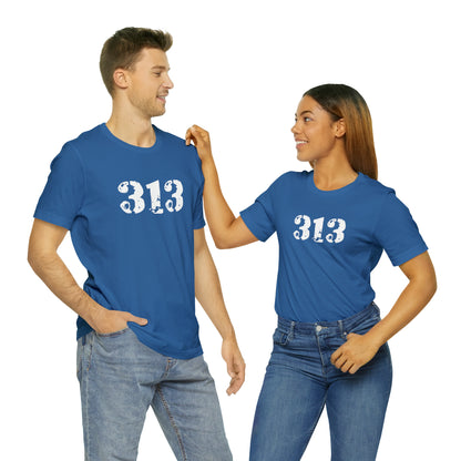 Detroit '313' T-Shirt (Distressed Stencil Font) | Unisex Standard Fit