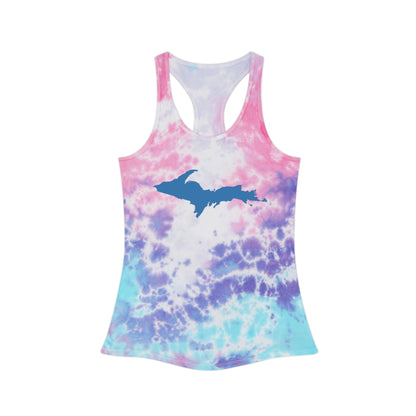 Michigan Upper Peninsula Tank Top (w/ Blue UP Outline) | Tie-Dye Racerback