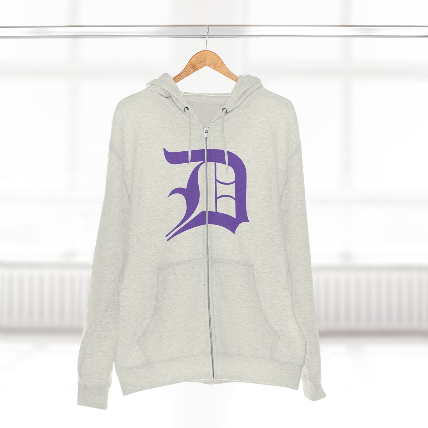 Detroit 'Old English D' Hoodie (Full-Body Lake Iris) | Unisex Full Zip