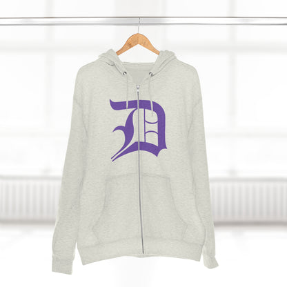 Detroit 'Old English D' Hoodie (Full-Body Lake Iris) | Unisex Full Zip