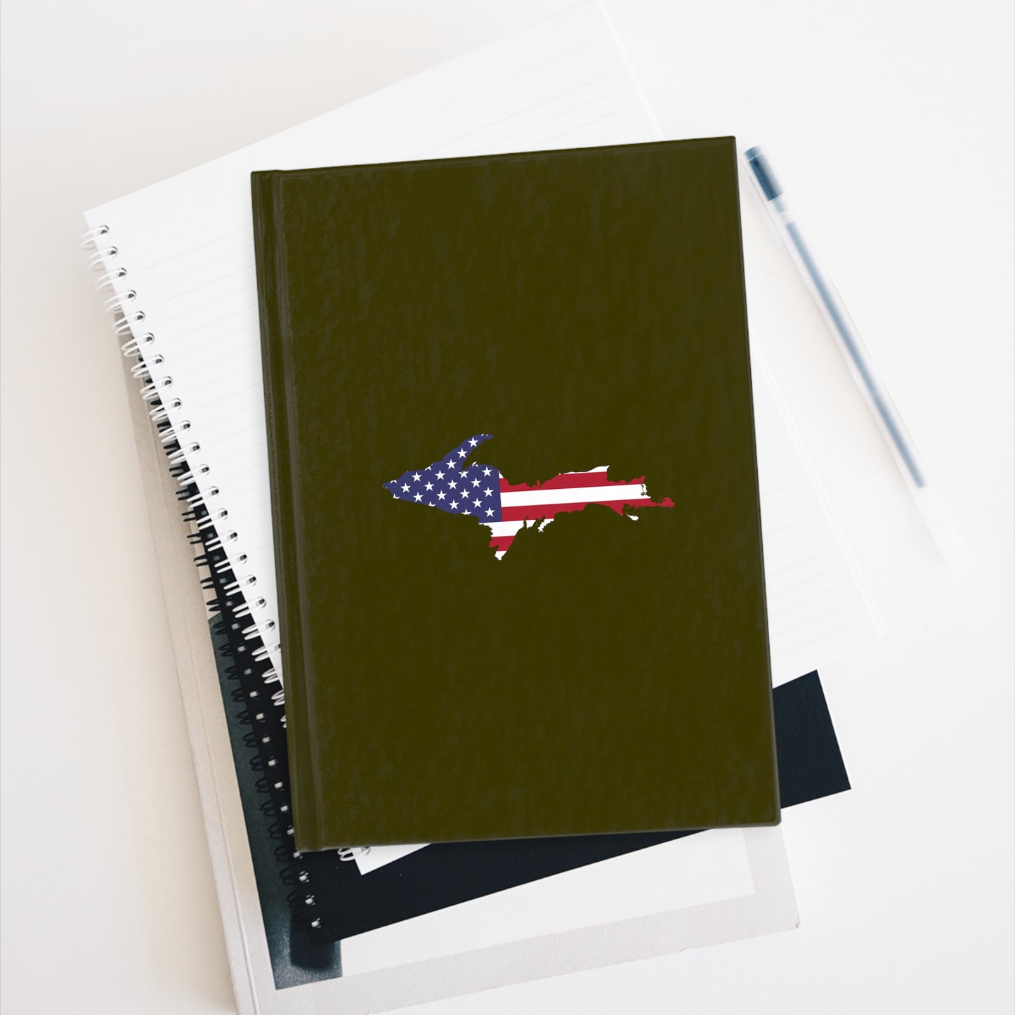 Michigan Upper Peninsula Blank Sketchbook (w/ UP USA Flag) | Military Green