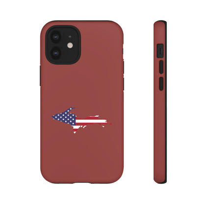 Michigan Upper Peninsula Tough Phone Case (Ore Dock Red w/ UP USA Flag Outline) | Apple iPhone