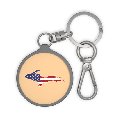 Michigan Upper Peninsula Keyring (w/ UP USA Flag) | Pale Apricot