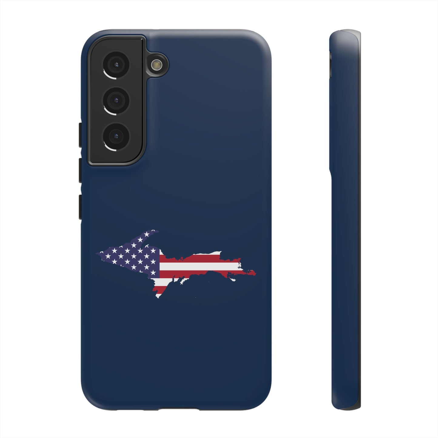 Michigan Upper Peninsula Tough Phone Case (Navy w/ UP USA Flag Outline) | Samsung & Pixel Android