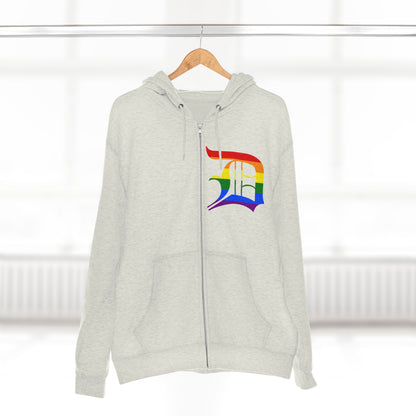 Detroit 'Old English D' Hoodie (Rainbow Pride Edition) | Unisex Full Zip