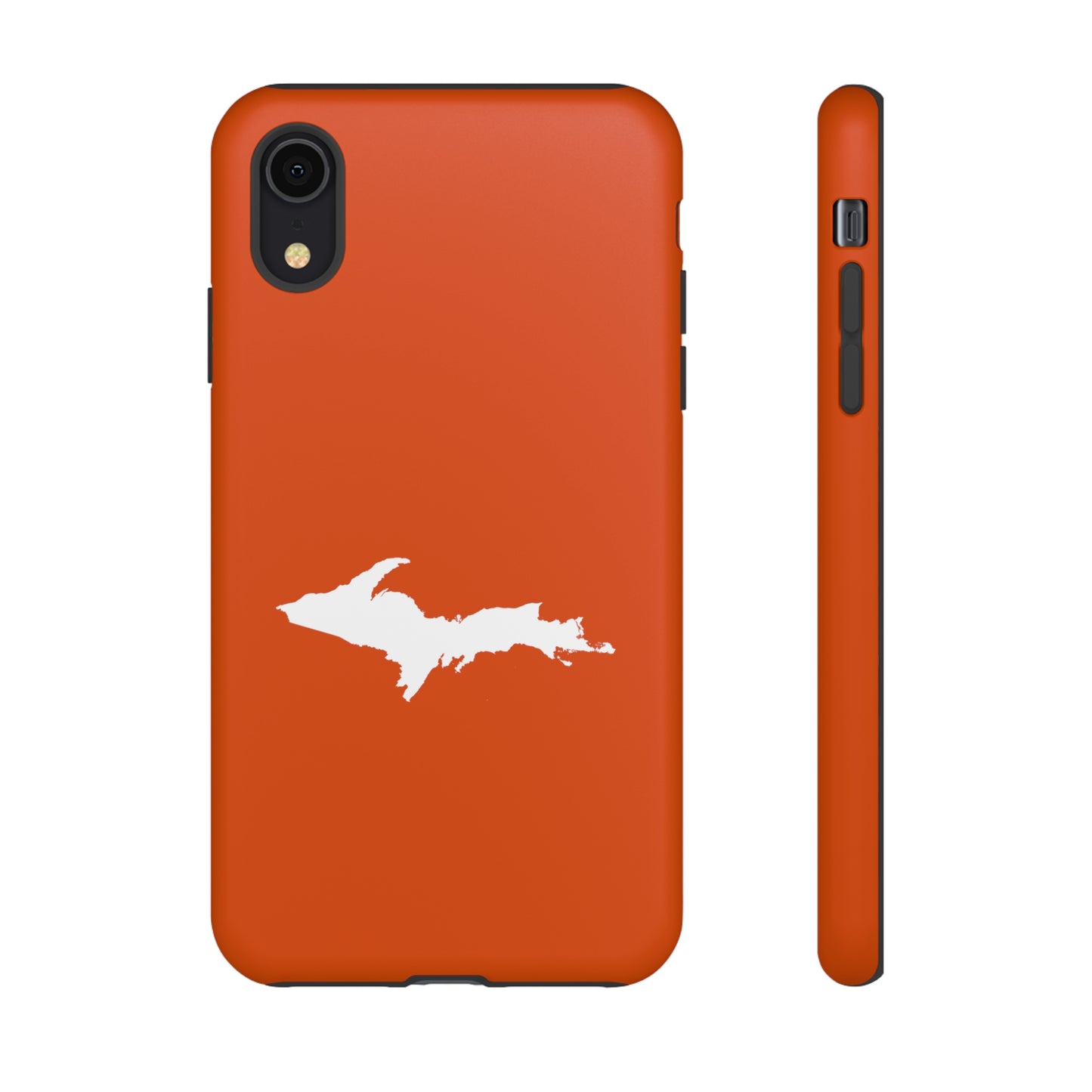 Michigan Upper Peninsula Tough Phone Case (Maple Leaf Orange w/ UP Outline) | Apple iPhone