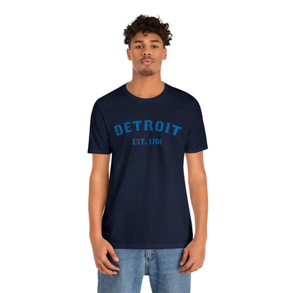 'Detroit EST. 1701' T-Shirt (Azure Ballpark Font) | Unisex Standard