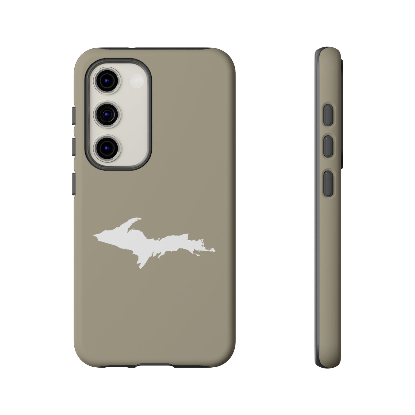 Michigan Upper Peninsula Tough Phone Case (Petoskey Stone Beige w/ UP Outline) | Samsung & Pixel Android