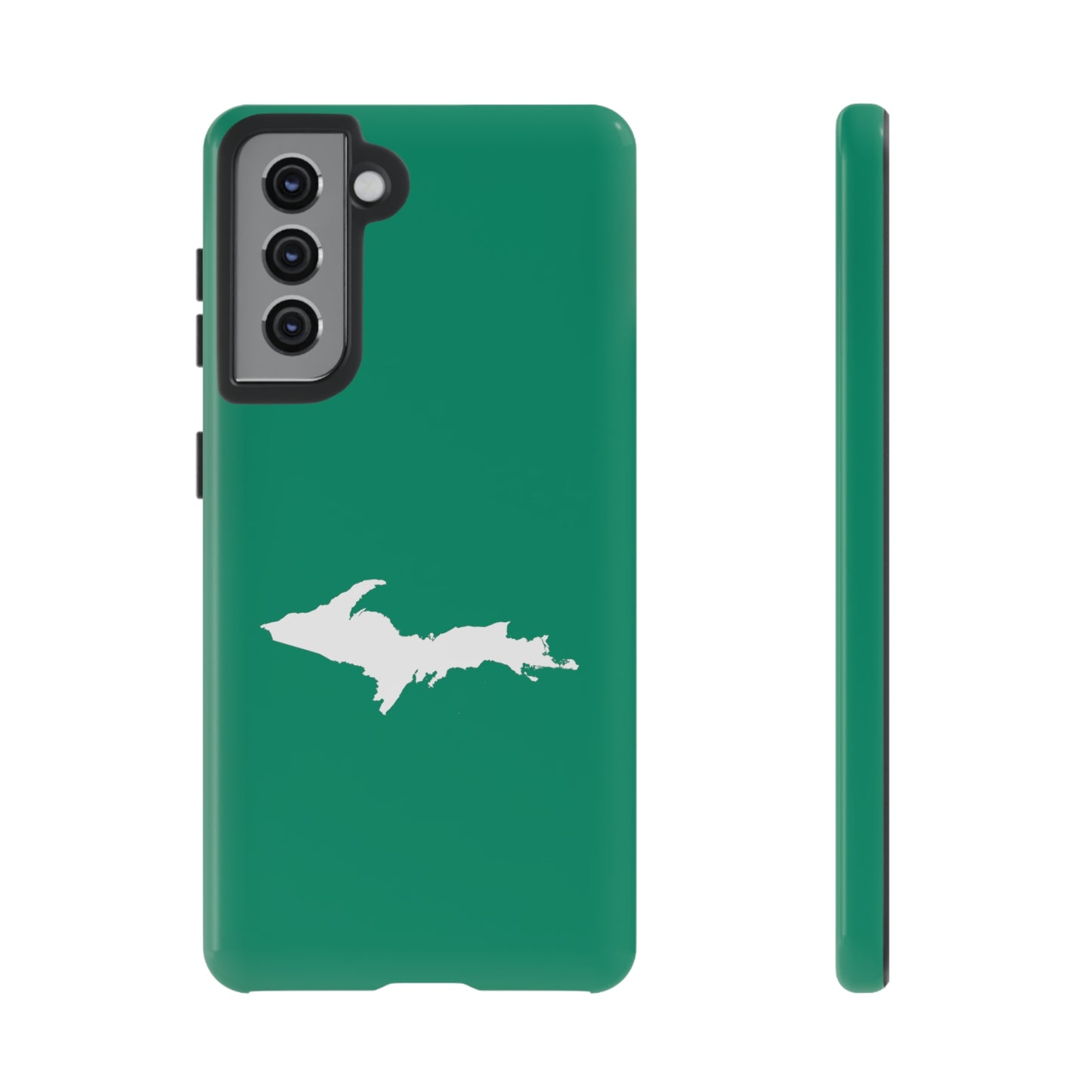 Michigan Upper Peninsula Tough Phone Case (Emerald Green w/ UP Outline) | Samsung & Pixel Android