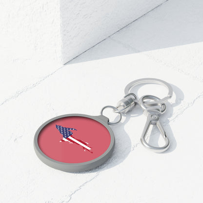 Michigan Upper Peninsula Keyring (w/ UP USA Flag) | Watermelon Pink