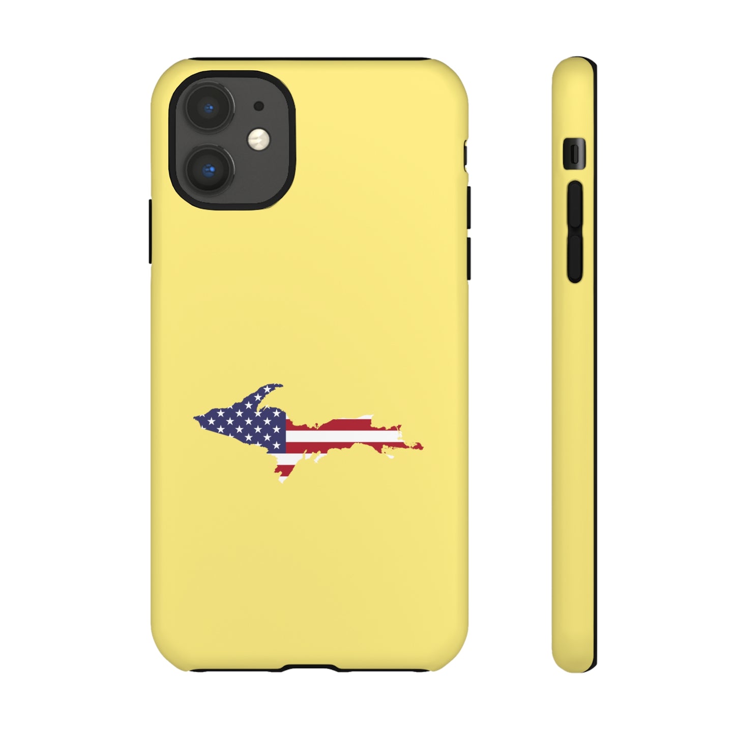 Michigan Upper Peninsula Tough Phone Case (Yellow Cherry Color w/ UP USA Outline) | Apple iPhone