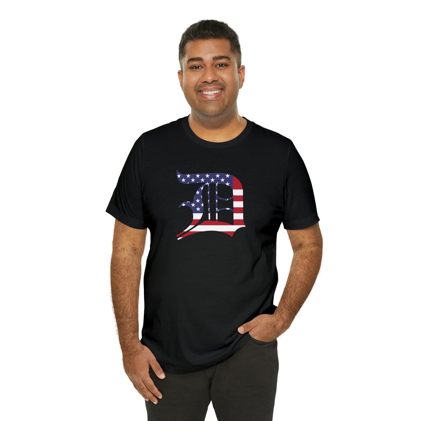 Detroit 'Old English D' T-Shirt (Patriotic Edition) | Unisex Standard