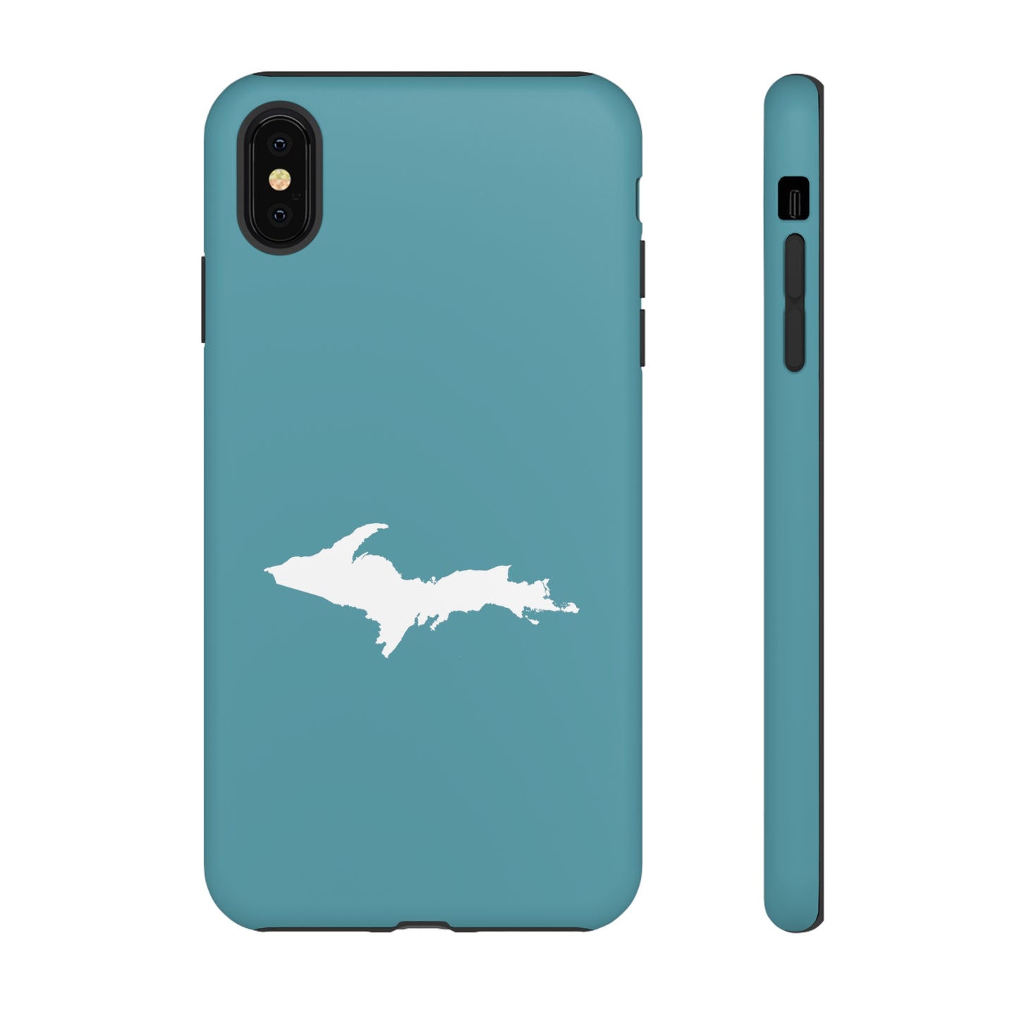 Michigan Upper Peninsula Tough Phone Case (Lake Huron Blue w/ UP Outline) | Apple iPhone