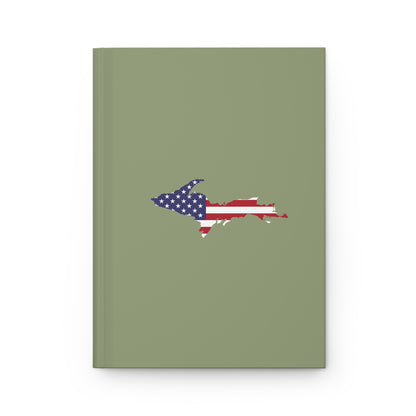 Michigan Upper Peninsula Hardcover Journal (w/ UP USA Flag) | Ruled - Beachgrass Green