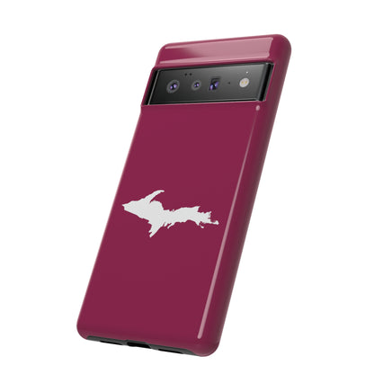 Michigan Upper Peninsula Tough Phone Case (Ruby Red w/ UP Outline) | Samsung & Pixel Android